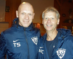 Coach Mathias Chrobok (rechts) und der spielende Co-Trainer Thoams Schwarze haben nach tollem Schlussspurt Rang 3 erobert (Foto: Doppelpass-Online)